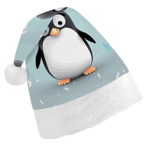 DWVTSLH Weihnachtsmütze, niedlicher Pinguin-Druck, Weihnachtsmannmütze, weicher und bequemer Samt, verdickte Weihnachtsmütze, geeignet für Weihnachten, Neujahr, Urlaub, Partyzubehör DWVTSLH Weihnachtsmütze, niedlicher Pinguin-Druck, Weihnachtsmannmütze, weicher und bequemer Samt, verdickte Weihnachtsmütze, geeignet für Weihnachten, Neujahr, Urlaub, Partyzubehör von DWVTSLH
