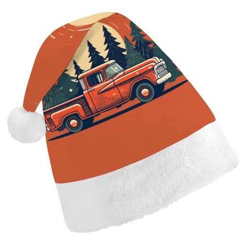 DWVTSLH Weihnachtsmütze, roter Pickup-Truck, bedruckt, Weihnachtsmannmütze, weicher und bequemer Samt, verdickte Weihnachtsmütze, geeignet für Weihnachten, Neujahr, Urlaub, Partyzubehör DWVTSLH Weihnachtsmütze, roter Pickup-Truck, bedruckt, Weihnachtsmannmütze, weicher und bequemer Samt, verdickte Weihnachtsmütze, geeignet für Weihnachten, Neujahr, Urlaub, Partyzubehör von DWVTSLH