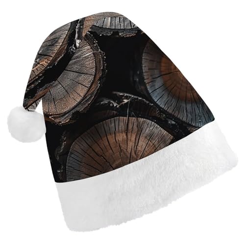 DWVTSLH Weihnachtsmütze, rund, Holz, bedruckt, Weihnachtsmannmütze, weicher und bequemer Samt, verdickte Weihnachtsmütze, geeignet für Weihnachten, Neujahr, Urlaub, Partyzubehör von DWVTSLH