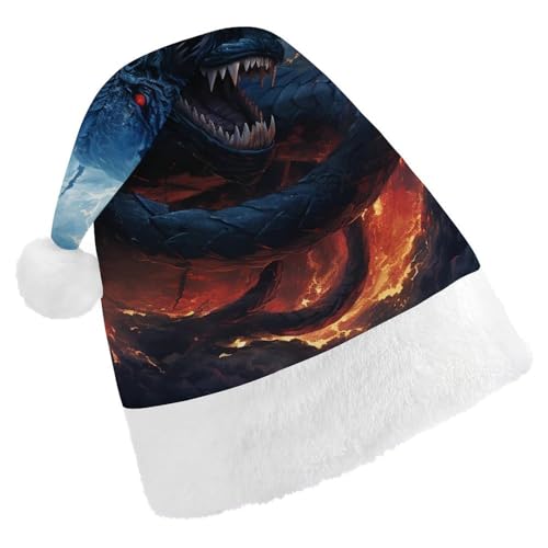 DWVTSLH Weihnachtsmütze, schwarze Schlange in Flammen, bedruckt, Weihnachtsmannmütze, weicher und bequemer Samt, verdickte Weihnachtsmütze, geeignet für Weihnachten, Neujahr, Urlaub, Partyzubehör DWVTSLH Weihnachtsmütze, schwarze Schlange in Flammen, bedruckt, Weihnachtsmannmütze, weicher und bequemer Samt, verdickte Weihnachtsmütze, geeignet für Weihnachten, Neujahr, Urlaub, Partyzubehör von DWVTSLH