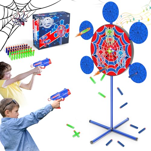 DX DA XIN Zielscheibe Schießspiele mit Licht und Sounds Zielscheibe für Nerf Spielzeug Pistole für Junge 4-12 Jahre Spinne Halloween Weihnachten Geschenke für Kinder(105cm) von DX DA XIN