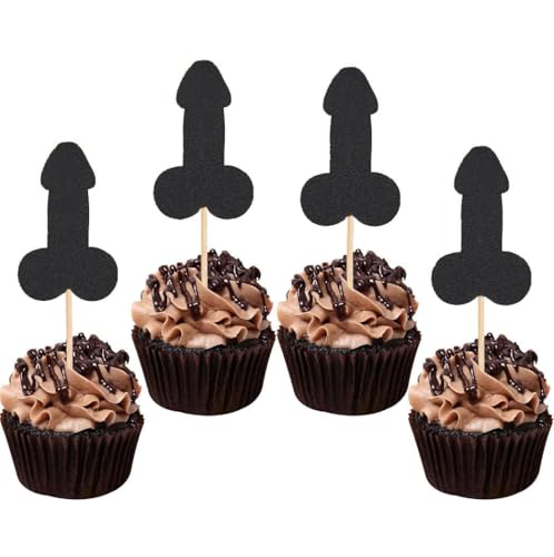 12 Stück Streich Junggesellinnenabschied Kuchen Cupcake Topper Dekoration Geschlecht Glitzer Pick für Junggesellinnenabschied Brautparty Verlobung Lieferant Gefälligkeiten Spiel Werkzeug Dekor Set Y9 von DYBADYSA