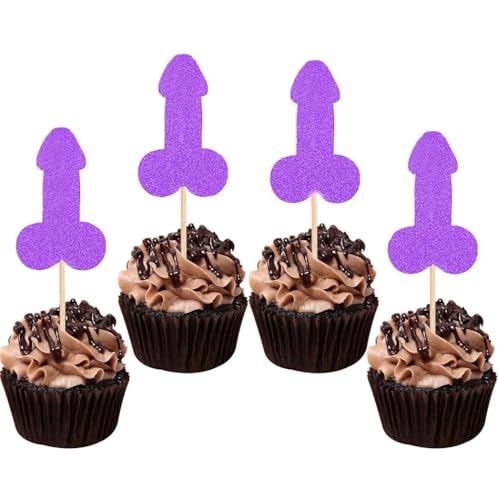 12 Stück Streich Junggesellinnenabschied Kuchen Cupcake Topper Dekoration Geschlecht Glitzer Pick für Junggesellinnenabschied Brautparty Verlobung Lieferant Gefälligkeiten Spiel Werkzeug Dekor Set Y6 von DYBADYSA