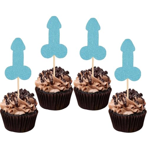 12 Stück Streich Junggesellinnenabschied Kuchen Cupcake Topper Dekoration Geschlecht Glitzer Pick für Junggesellinnenabschied Brautparty Verlobung Lieferant Gefälligkeiten Spiel Werkzeug Dekor Set Y8 von DYBADYSA