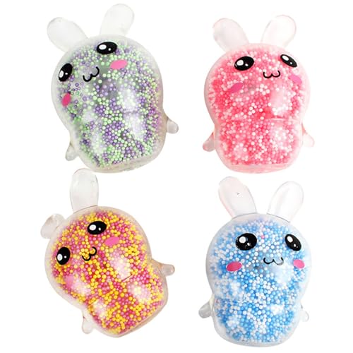 DYKeWei Zwei Jahre Osterhase Osterkram Stressbälle für Erwachsene 4er Pack Blitzlicht Hase Stress Osterparty Geschenke Holzfrucht Zum Schneiden (Blue, One Size) von DYKeWei