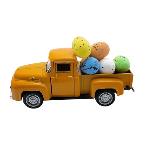 Goderat -Truck mit Eiern Vintage-Pickup-Dekor Metall Osterdekorationen Valentinstags-Truck-Dekor Metall-Mini-Truck Bauernhaus -Truck mit Eiern -Truck Truck Kleinkindspielzeug Auto (F, One Size) von DYKeWei