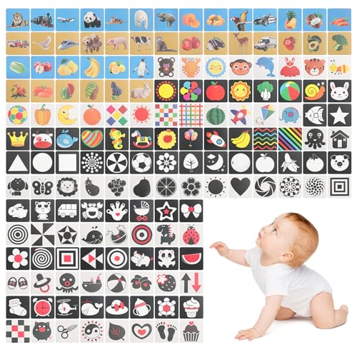 160 Bilder Hohe Kontrast Kleinkinder Lernkarten, 12x12cm Baby Visuellen Stimulation Karten, Schwarz-Weiße Sensorik Karten, Gehirn Entwicklung Lernkarten für Neugeborene ab 0 3 6 12 36 Monate 160 Bilder Hohe Kontrast Kleinkinder Lernkarten, 12x12cm Baby Visuellen Stimulation Karten, Schwarz-Weiße Sensorik Karten, Gehirn Entwicklung Lernkarten für Neugeborene ab 0 3 6 12 36 Monate von DYMHQ