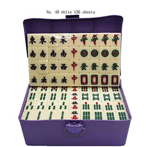 XXZY Chinesisches Mahjong-Spielset, tragbarer Acryl-Mahjong mit 3 Würfeln und einer Windanzeige, 146 Fliesen-Würfel für chinesischen Stil (Farbe: B, Größe: 39#) von DYNN