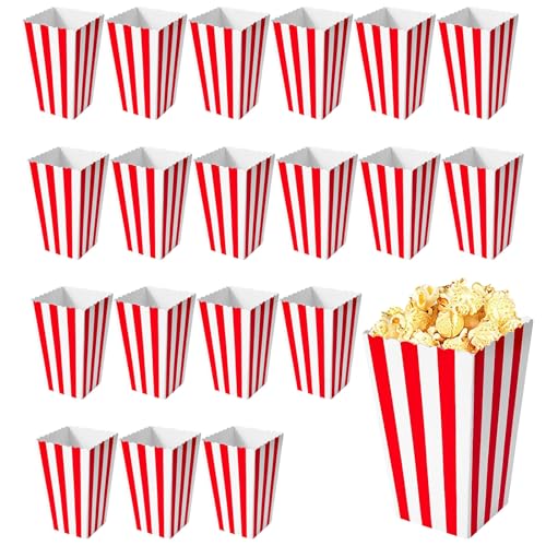 DYOUen 25 Stück Popcorntüten, Rot-Weiß Gestreifte Popcorn Tüten, Kleine Papier-Süßigkeiten-Behälter, für Popcorn Salzstangen und Candybar DYOUen 25 Stück Popcorntüten, Rot-Weiß Gestreifte Popcorn Tüten, Kleine Papier-Süßigkeiten-Behälter, für Popcorn Salzstangen und Candybar von DYOUen