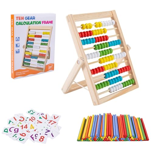 DYOUen Grundschule Rechenschieber 20 X 15CM Abakus für Kinder mit Zählstäben/Zahlenalphabetkarten Rechenrahmen Lernspielzeug, Pädagogisches Spielzeug Geschenk (M) von DYOUen
