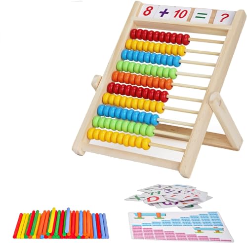 DYOUen Grundschule Rechenschieber 28 X 21CM Abakus für Kinder mit Zählstäben/Zahlenalphabetkarten Rechenrahmen Lernspielzeug, Pädagogisches Spielzeug Geschenk von DYOUen