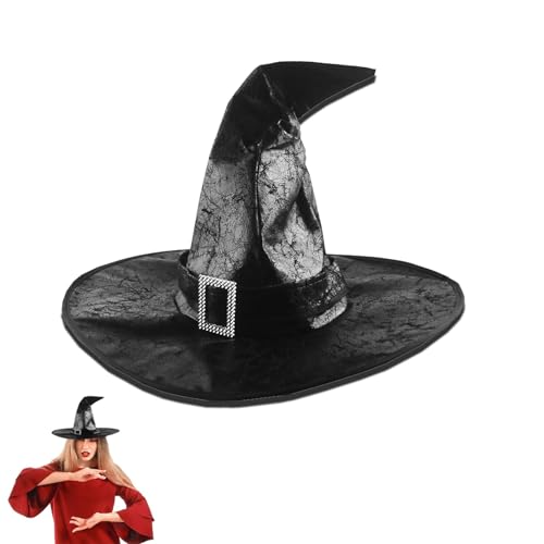 DYOUen Hexenhut Unisex Kopfbedeckung Hexen Zubehör Einheitsgröße für Cosplay Weihnachten Party Gastgeschenke Festival Verkleidung (Schwarz) von DYOUen