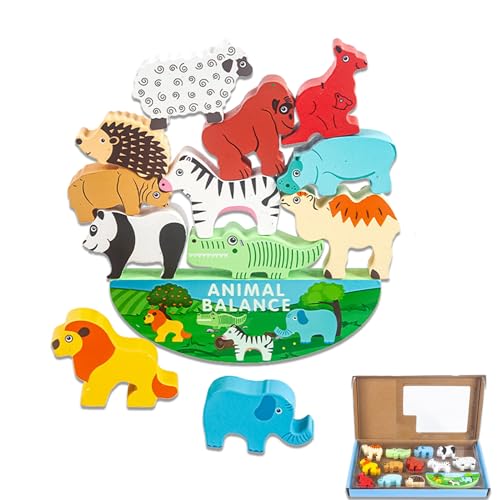 DYOUen Montessori Holz Spielzeug Montessori Spielzeug von 2 3 4 5 6 Jahre Stapeln Tiere Spielzeug Motor Fähigkeiten Spielzeug Pädagogische Spiele Geschenke für Kinder (Retro) von DYOUen