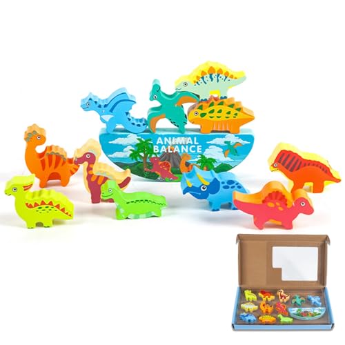 Montessori Holz Spielzeug Montessori Spielzeug von 2 3 4 5 6 Jahre Stapeln Tiere Spielzeug Motor Fähigkeiten Spielzeug Pädagogische Spiele Geschenke für Kinder (Dinosaurier) von DYOUen
