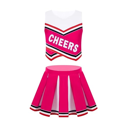 DYYEUAVT Cheerleader-Uniform, Cheerleader-Kostüm für Kinder, Mädchen, Cheerleader-Uniform, ärmellos, Buchstaben, Prost, Tanzkleidung, Performance, Outfit, Tanzkleidung, Cheerleader-Kostüm (Rosa, 16) DYYEUAVT Cheerleader-Uniform, Cheerleader-Kostüm für Kinder, Mädchen, Cheerleader-Uniform, ärmellos, Buchstaben, Prost, Tanzkleidung, Performance, Outfit, Tanzkleidung, Cheerleader-Kostüm (Rosa, 16) von DYYEUAVT