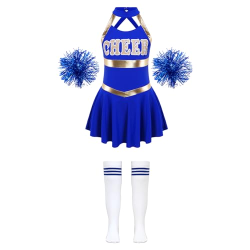 DYYEUAVT Cheerleading-Uniform, Cheerleading-Kostüm, Cheerleader-Kostüm, Cheerleader-Uniform-Kleid + Blumenbälle, Socken, Sets für Tanzwettbewerb, Cheerleader-Kostüm, Königsblau, 6 DYYEUAVT Cheerleading-Uniform, Cheerleading-Kostüm, Cheerleader-Kostüm, Cheerleader-Uniform-Kleid + Blumenbälle, Socken, Sets für Tanzwettbewerb, Cheerleader-Kostüm, Königsblau, 6 von DYYEUAVT