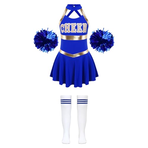 DYYEUAVT Cheerleading-Uniform, Cheerleading-Kostüm, Cheerleader-Kostüm, Cheerleader-Uniform-Kleid + Blumenbälle, Socken, Sets für Tanzwettbewerb, Cheerleader-Kostüm, Königsblau, Größe 40 DYYEUAVT Cheerleading-Uniform, Cheerleading-Kostüm, Cheerleader-Kostüm, Cheerleader-Uniform-Kleid + Blumenbälle, Socken, Sets für Tanzwettbewerb, Cheerleader-Kostüm, Königsblau, Größe 40 von DYYEUAVT
