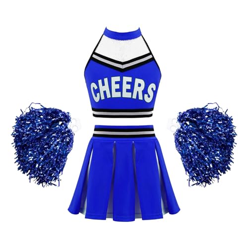 DYYEUAVT Cheerleading-Uniform, Cheerleading-Kostüm, Tanzbekleidungs-Set, bauchfreies Top + Faltenrock, Cheerleader-Kostüm, Tanzanzug für Wettbewerb, Cheerleader-Kostüm, Cheerleader-Kostüm (Königsblau, DYYEUAVT Cheerleading-Uniform, Cheerleading-Kostüm, Tanzbekleidungs-Set, bauchfreies Top + Faltenrock, Cheerleader-Kostüm, Tanzanzug für Wettbewerb, Cheerleader-Kostüm, Cheerleader-Kostüm (Königsblau, von DYYEUAVT