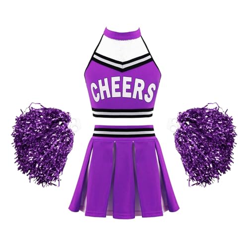 DYYEUAVT Cheerleading-Uniform, Cheerleading-Kostüm, Tanzbekleidungs-Set, bauchfreies Top + Faltenrock, Cheerleader-Kostüm, Tanzanzug für Wettbewerb, Cheerleader-Uniformen, Cheerleader-Kostüm, Lila A, DYYEUAVT Cheerleading-Uniform, Cheerleading-Kostüm, Tanzbekleidungs-Set, bauchfreies Top + Faltenrock, Cheerleader-Kostüm, Tanzanzug für Wettbewerb, Cheerleader-Uniformen, Cheerleader-Kostüm, Lila A, von DYYEUAVT