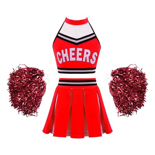 DYYEUAVT Cheerleading-Uniform, Cheerleading-Kostüm, Tanzbekleidungs-Set, bauchfreies Top + Faltenrock, Cheerleader-Kostüm, Tanzanzug für Wettbewerb, Cheerleader-Uniformen, Cheerleader-Kostüm, Rot A, DYYEUAVT Cheerleading-Uniform, Cheerleading-Kostüm, Tanzbekleidungs-Set, bauchfreies Top + Faltenrock, Cheerleader-Kostüm, Tanzanzug für Wettbewerb, Cheerleader-Uniformen, Cheerleader-Kostüm, Rot A, von DYYEUAVT
