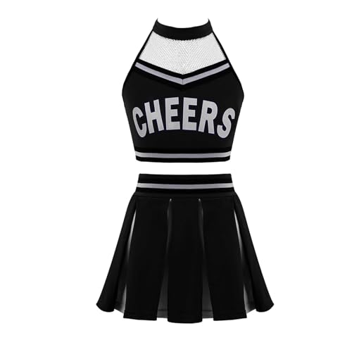 DYYEUAVT Cheerleading-Uniform, Cheerleading-Kostüm, Tanzbekleidungs-Set, bauchfreies Top + Faltenrock, Cheerleader-Kostüm, Tanzanzug für Wettbewerb, Cheerleader-Uniformen, Cheerleader-Kostüm (Schwarz, DYYEUAVT Cheerleading-Uniform, Cheerleading-Kostüm, Tanzbekleidungs-Set, bauchfreies Top + Faltenrock, Cheerleader-Kostüm, Tanzanzug für Wettbewerb, Cheerleader-Uniformen, Cheerleader-Kostüm (Schwarz, von DYYEUAVT