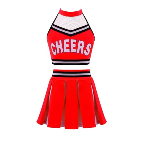 DYYEUAVT Cheerleading-Uniform, Cheerleading-Kostüm, Tanzbekleidungs-Set, bauchfreies Top + Faltenrock, Cheerleader-Kostüm, Tanzanzug für Wettbewerb, Cheerleader-Uniformen, Cheerleader-Kostüm (Rot, 8) DYYEUAVT Cheerleading-Uniform, Cheerleading-Kostüm, Tanzbekleidungs-Set, bauchfreies Top + Faltenrock, Cheerleader-Kostüm, Tanzanzug für Wettbewerb, Cheerleader-Uniformen, Cheerleader-Kostüm (Rot, 8) von DYYEUAVT