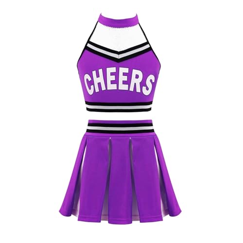 DYYEUAVT Cheerleading-Uniform, Cheerleading-Kostüm, Tanzbekleidungs-Set, bauchfreies Top + Faltenrock, Cheerleader-Kostüm, Tanzanzug für Wettbewerb, Cheerleader-Uniformen, Cheerleader-Kostüm (lila, 8) DYYEUAVT Cheerleading-Uniform, Cheerleading-Kostüm, Tanzbekleidungs-Set, bauchfreies Top + Faltenrock, Cheerleader-Kostüm, Tanzanzug für Wettbewerb, Cheerleader-Uniformen, Cheerleader-Kostüm (lila, 8) von DYYEUAVT
