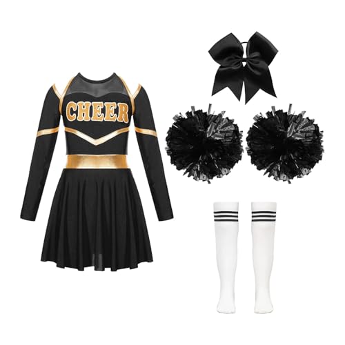 DYYEUAVT Cheerleading-Uniform, für Kinder, Mädchen, Cheerleader-Kostüm, Cheerleader-Kostüm, Cheerleader-Kostüm, Tanzkleidung, Cheerleader-Kostüm, Tanzkleidung, Cheerleader-Kostüm, Weiß, Schwarz, Größe DYYEUAVT Cheerleading-Uniform, für Kinder, Mädchen, Cheerleader-Kostüm, Cheerleader-Kostüm, Cheerleader-Kostüm, Tanzkleidung, Cheerleader-Kostüm, Tanzkleidung, Cheerleader-Kostüm, Weiß, Schwarz, Größe von DYYEUAVT
