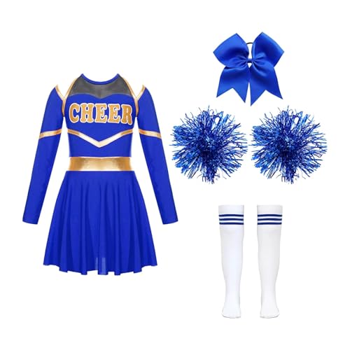 DYYEUAVT Cheerleading-Uniform, für Kinder, Mädchen, Cheerleader-Kostüm, Cheerleader-Kostüm, Kinder, Cheerleader-Kostüm, Tanz-Outfits, Tanzkleidung, Cheerleader-Kostüm, (B Blau, 16) von DYYEUAVT