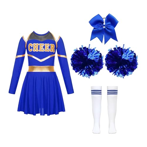 DYYEUAVT Cheerleading-Uniform, für Kinder, Mädchen, Cheerleader-Uniform, Kleid mit Blumenbällen, Cheerleader-Kostüme, Kinder, Cheerleader-Kostüm, Tanz-Outfits, Tanzkleidung, Cheerleader-Kostüm (A, von DYYEUAVT