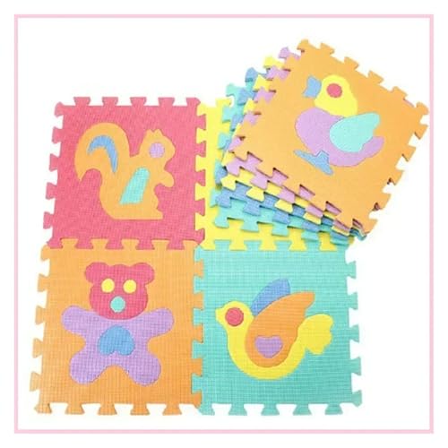 DYYEUAVT Schaumstoffmatten Kind Puzzle Set Spielen Matte Kind Krabbeln Ausbildung Teppich Digitale Tier Obst Muster Schaum Matte Kinder Lernspiel Matte Ineinandergreifende Schaumstoffmatte(Blue) von DYYEUAVT