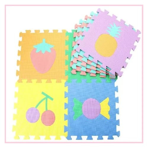 DYYEUAVT Schaumstoffmatten Kind Puzzle Set Spielen Matte Kind Krabbeln Ausbildung Teppich Digitale Tier Obst Muster Schaum Matte Kinder Lernspiel Matte Ineinandergreifende Schaumstoffmatte(Maroon) von DYYEUAVT