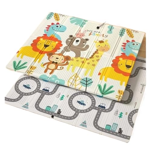 Schaumstoffmatten Kind Falten Krabbeln Aktivität Matte Kinder Cartoon Wasserdichte Krabbeln Spiel Teppich doppelseitige kinder Teppich Weiche Schaum Pad Ineinandergreifende Schaumstoffmatte(A2,200x180 von DYYEUAVT