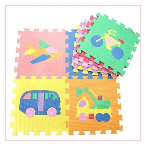 Schaumstoffmatten Kind Puzzle Set Spielen Matte Kind Krabbeln Ausbildung Teppich Digitale Tier Obst Muster Schaum Matte kinder Lernspiel Matte Ineinandergreifende Schaumstoffmatte(Lemon yellow) von DYYEUAVT