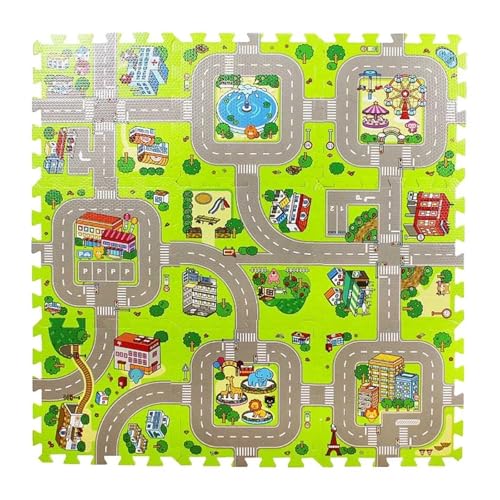 Schaumstoffmatten Kinderspielmatte 9 teile/satz Kinder Teppich Spielmatte Kinder Teppich Weichen Boden Spielzeug Straßenverkehr Weichen Boden Wohnkultur EVA Kinder Schaum Puzzles Ineinandergreifende S von DYYEUAVT