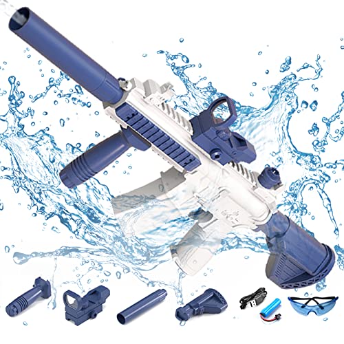 Elektrische Wasserpistole Sehr Stark Wassermaschinenpistole mit Wiederaufladbare Batterie Squirt Gun Wasser Spielzeug bis zu 20ft,Outdoor Water Gun Schießspiel für Erwachsene and Kinder (Blau) von DZAY