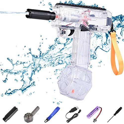 Elektrische Wasserpistolen 450CC Große Kapazität Stärkster Wassersprüher,Wasser Soaker Gun Spielzeug für Kinder Sommer Outdoor Party,Automatische Spritzpistolen bis zu 32 FT Reichweite (White) von DZAY