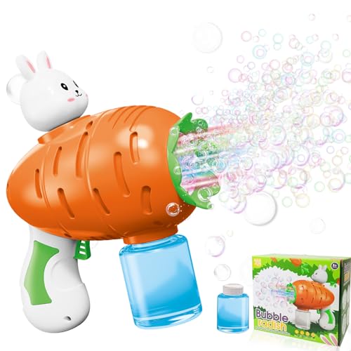 Karotten Blasenmaschine Seifenblasenmaschinen Seifenblasenpistole,Elektrische Bubble Gun Machine Automatische Seifenblasen mit 10 Löcher Spielzeug Pistole für Kinder Erwachsene Spielzeug von DZAY