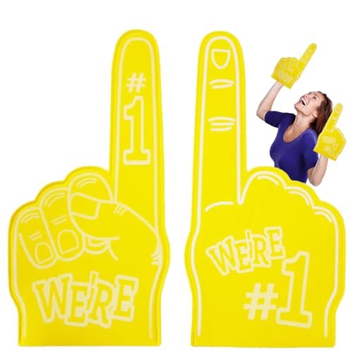 Schaumhand Nr. 1 Riesenschaumfinger Gladiator Schaumstoff Handgerät mit Finger für Partys und Sportanimation,Inspirierend Sportfan Zubehör Schaumfinger Kinder und Erwachsene (Gelb) von DZAY