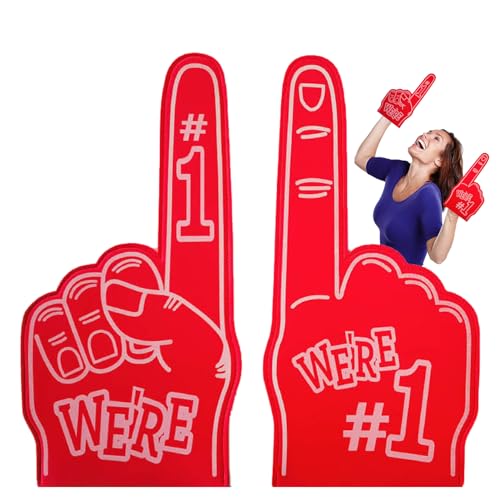 Schaumhand Nr. 1 Riesenschaumfinger Gladiator Schaumstoff Handgerät mit Finger für Partys und Sportanimation,Inspirierend Sportfan Zubehör Schaumfinger Kinder und Erwachsene (Rot) von DZAY