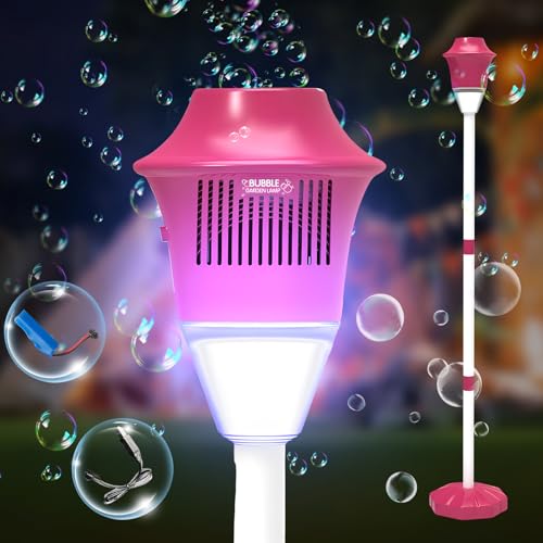 Seifenblasenmaschinen Blasenmaschine mit Licht,Seifenblasenmaschine Ballon Säule Ständer Kit für Boden Bubble Maker,Seifenblasenpistole Seifenblasen für Terrasse,Garten, Hochzeit Gadgets (Rot) von DZAY