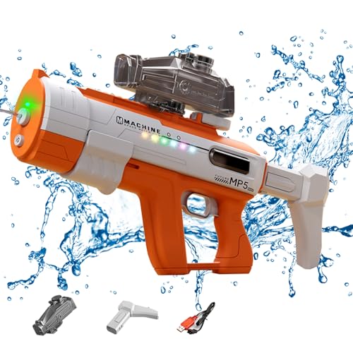 Wasserpistole Elektrisch mit Automatische Saug Elektrische Wasserpistole,Wasserspritzpistolen Wasserpistolen Großer Reichweite Spritzpistole Wasser Pistole Spielzeug für Erwachsene Kinder (Orange) von DZAY