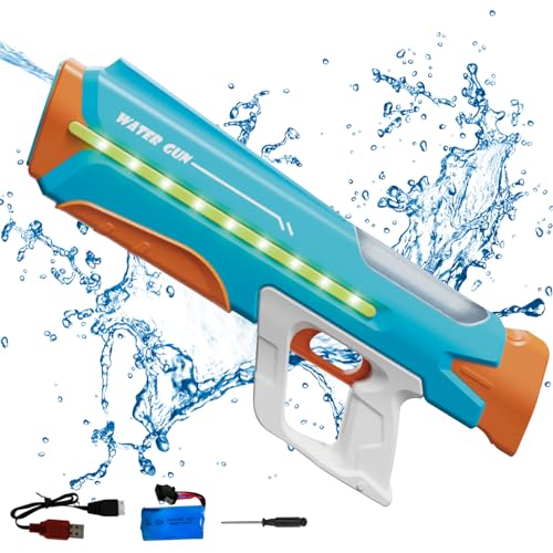 Wasserpistole Elektrisch mit Saug Wasser,Automatischer Wasserspritzpistole Wasser Spritzpistole für Erwachsene Kinder,Wasserdicht Elektrische Wasserpistole Water Gun für Outdoor Pool Spielzeug (Blau) von DZAY