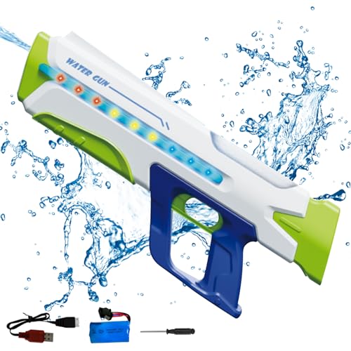 Wasserpistole Elektrisch mit Saug Wasser,Automatischer Wasserspritzpistole Wasser Spritzpistole für Erwachsene Kinder,Wasserdicht Elektrische Wasserpistole Water Gun für Outdoor Pool Spielzeug (Weiß) von DZAY