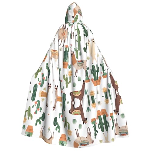 DZBDWZXH (Alpaka Lama) bedruckter Kapuzenumhang für Erwachsene, Unisex, dicker Hexenumhang mit Kapuze, Umhang für Halloween-Partys, Weihnachtskostüm von DZBDWZXH