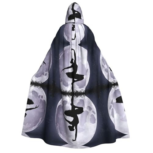 DZBDWZXH (Ballerina Dance) bedruckter Kapuzenumhang für Erwachsene, Unisex, dicker Hexenumhang, Kapuzenumhang für Halloween-Partys, Weihnachtskostüm von DZBDWZXH