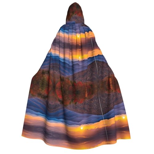 DZBDWZXH (Blue Ridge Parkway Mountains) bedruckter Kapuzenumhang für Erwachsene, Unisex, dicker Hexenumhang mit Kapuze, Umhang für Halloween-Partys, Weihnachtskostüm von DZBDWZXH