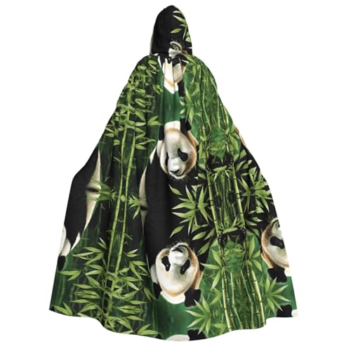 DZBDWZXH (Cartoon Panda) bedruckter Kapuzenumhang für Erwachsene, Unisex, dicker Hexenumhang mit Kapuze für Halloween-Partys, Weihnachtskostüm von DZBDWZXH