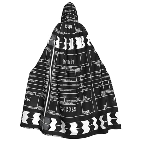 DZBDWZXH (Classic Movie Clapboard Black) Printed Hooded Cape For Adult Unisex, Thick Witch Cape Hooded Cloak for Halloween Parties Christmas Costume von DZBDWZXH