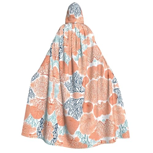 DZBDWZXH (Coral Reef) Bedruckter Kapuzenumhang für Erwachsene, Unisex, dicker Hexenumhang mit Kapuze, Umhang für Halloween-Partys, Weihnachtskostüm von DZBDWZXH